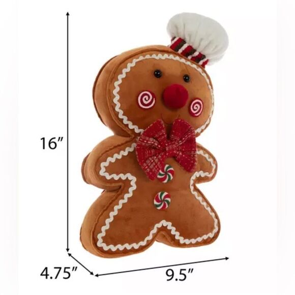 Gingerbread Baker Plush Gingerbread Man Plush with Red Bow - Picture 2 of 3